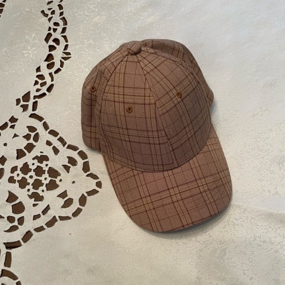 Beige Plaid Baseball Cap - Picture 10 of 10